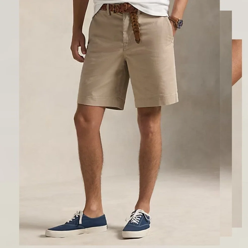 Polo Ralph Lauren Men's 35 Khaki Tan Stretch Straight Fit Chino Shorts 8
